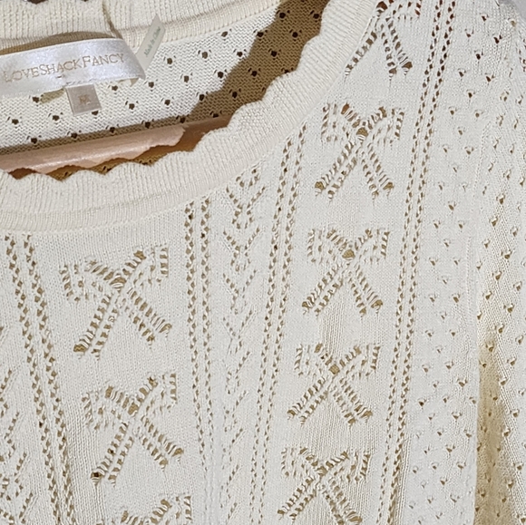 LoveShackFancy Cream Cable Knit Crew Neck Sweater - Picture 7 of 9